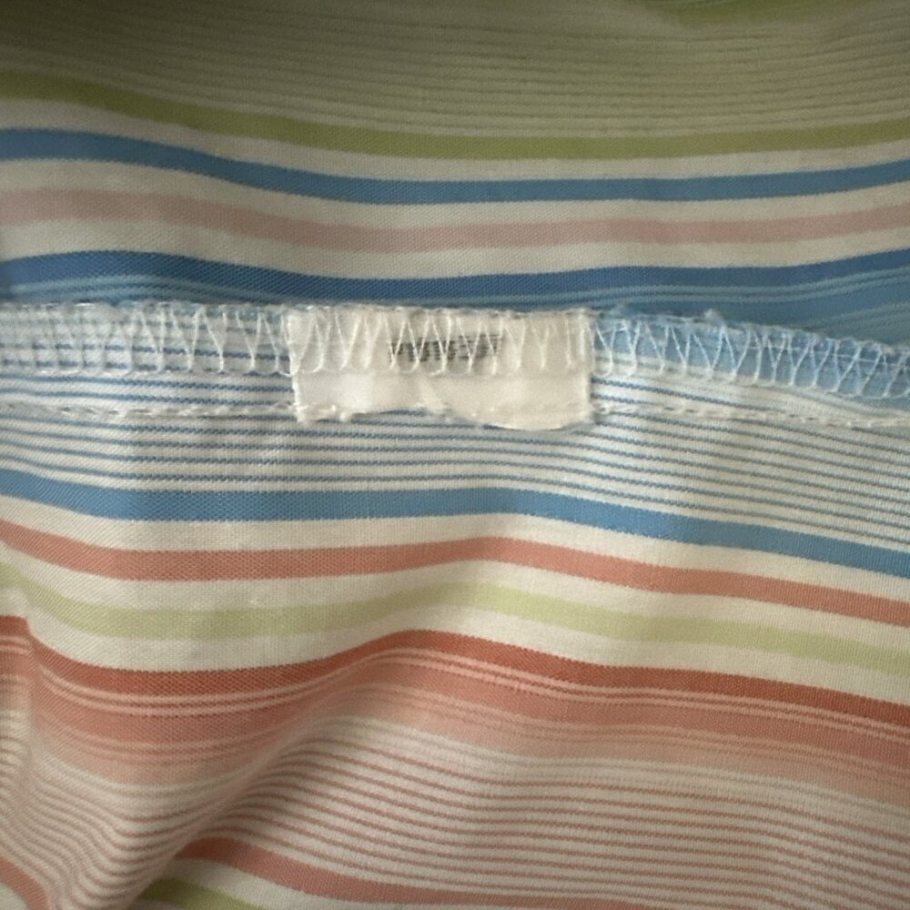 Foxcroft Wrinkle Free Striped 3/4 Sleeve Top Sz 14P Button Cotton Travel *Flaw - Picture 10 of 11